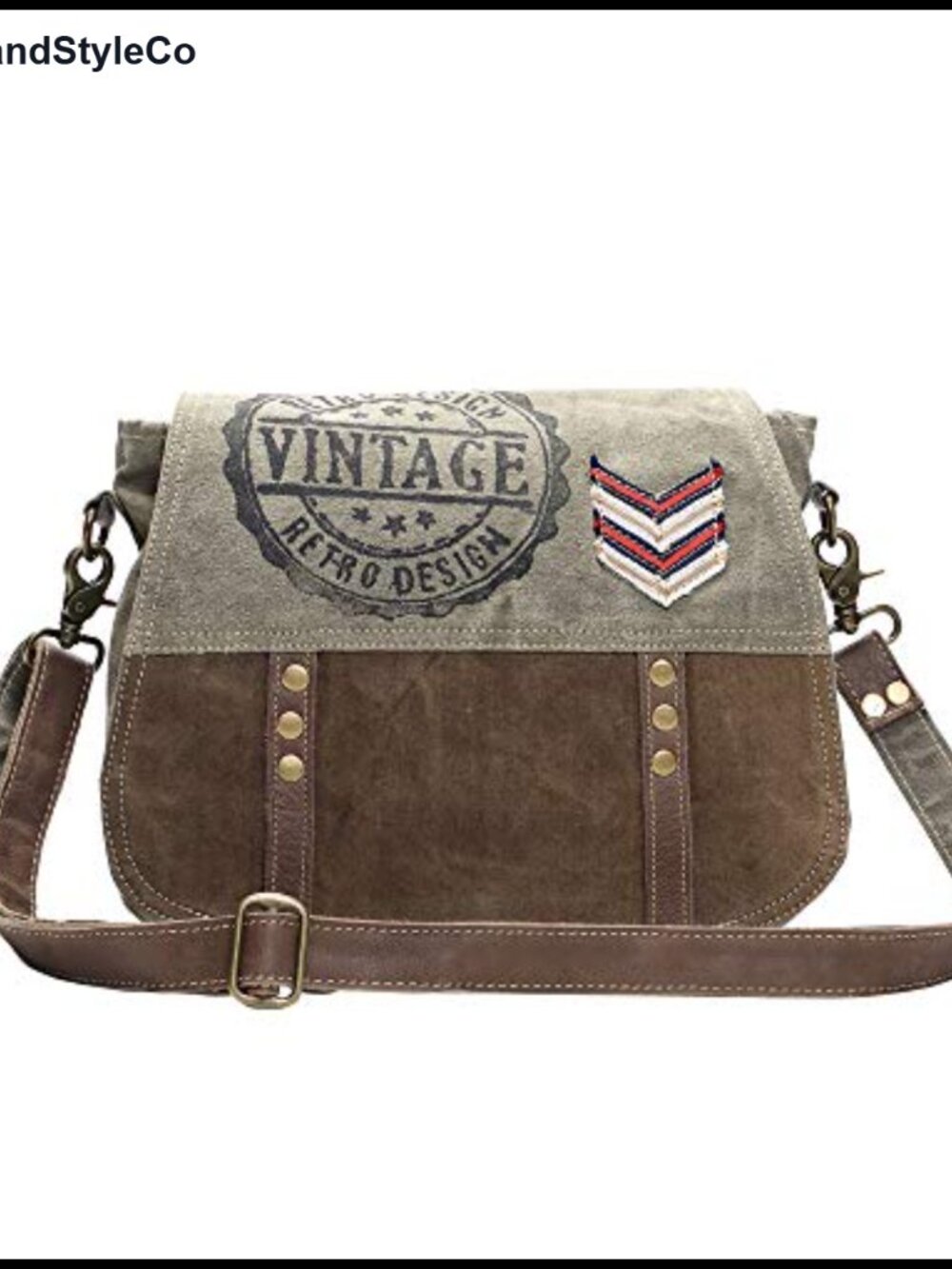 Handcrafted Canvas Crossbody Messenger Bag with Buffalo Leather Strap